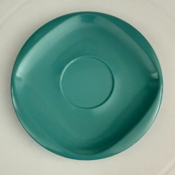 Vintage Boontonware Teal Tea Cup and Saucer Set Mid Century Modern Melamine USA - Picture 4 of 14